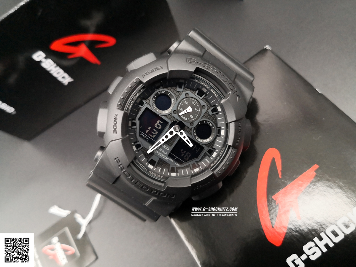 CASIO G-SHOCK นาฬิกาข้อมือ นาฬิกากันน้ำ นาฬิกาของแท้ ประกันศูนย์ CMG 1 ปี รุ่น GA-100-1A1 นาฬิกาสีดำ