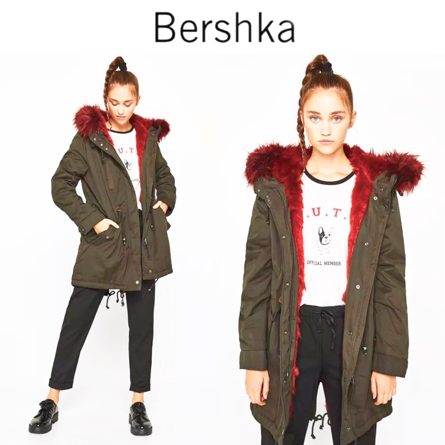 BERSHKA เสื้อโค้ท โค้ทฮูท กันหนาว เสื้อparka ฮูท กันหนาวสีเขียว แบรนด์เนมBERSHKA แต่งเฟอร์ สีน้ำเงิน ซับขนอุ่นน้ำเงิน งานสวย มากคะ Size S/M/L/2L/3L สำเนา สำเนา เขียวเฟอร์น้ำเงิน