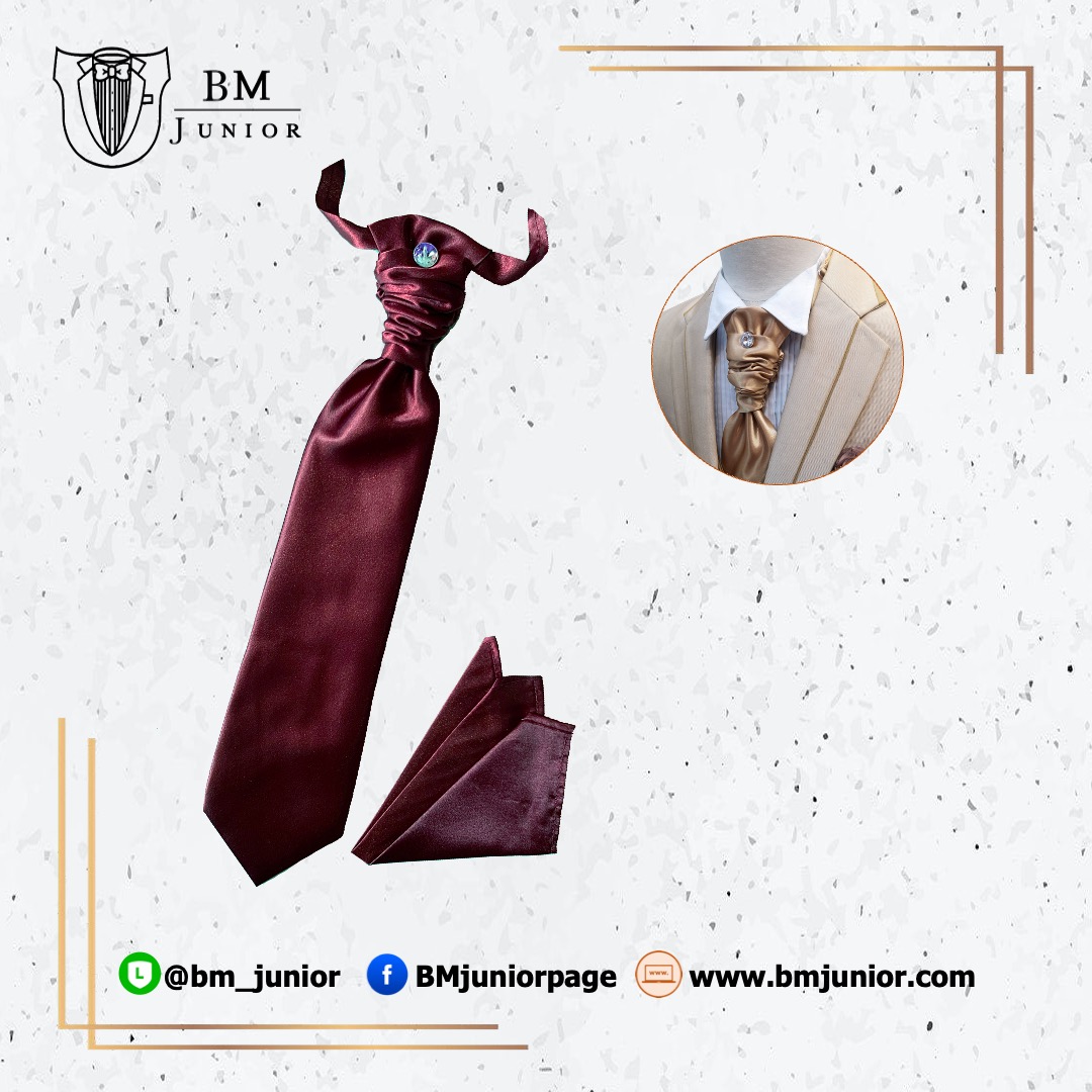 ไทด์ย่น สีแดงเลือดหมู | Blood Red Cravat Tie