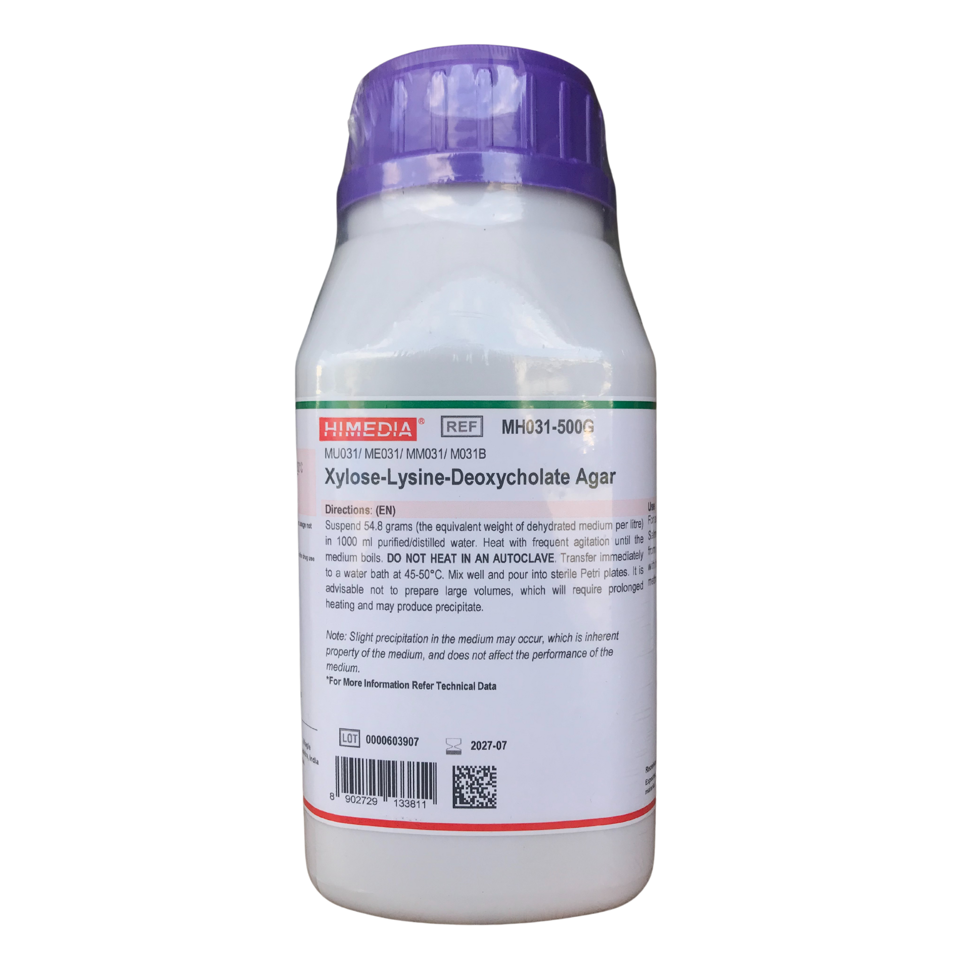 Xylose-Lysine-Deoxycholate Agar, 500 g. HIMEDIA®