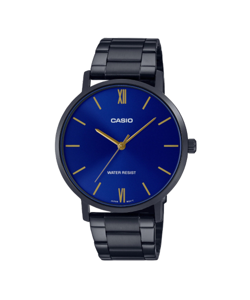 CASIO นาฬิกาคาสิโอ นาฬิกาข้อมือ นาฬิกากันน้ำ นาฬิกาของแท้ ประกันศูนย์ CMG 1 ปี รุ่น MTP-VT01B-2B นาฬิกาสีดำ