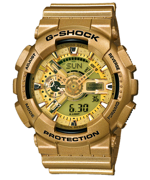 CASIO G-SHOCK นาฬิกาข้อมือ นาฬิกากันน้ำ นาฬิกาของแท้ ประกันศูนย์ CMG 1 ปี รุ่น GA-110GD-9A นาฬิกาสีทอง