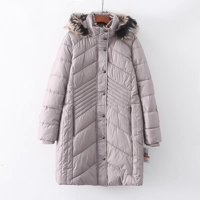 London fog เสื้อกันหนาว เสื้อฮู้ดเฟอร์ บุนวมอุ่น สีเทาอ่อน แบรนด์ London FOG