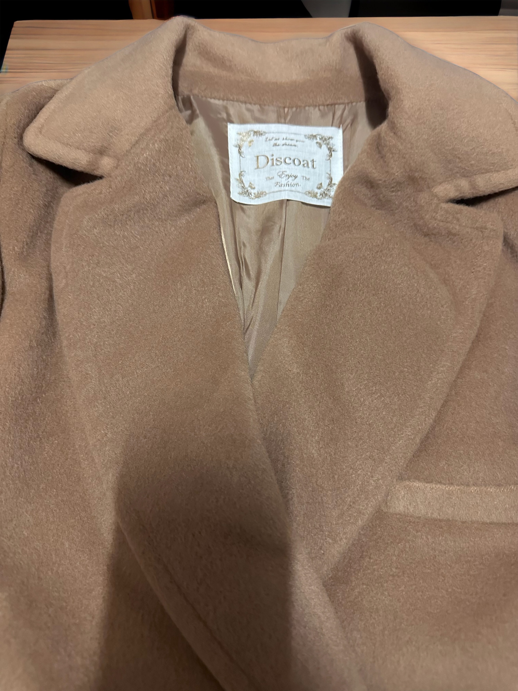 เสื้อโค้ท peacoat เสื้อโค้ทเฟอร์ โค้ทสักหลาดสีน้ำตาลกากี แบรนด์ DISCOAT(Japan)
