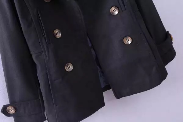 เสื้อคลุม เสื้อโค้ท coat ผ้าสักหลาด สีดำ brandname ญี่ปุ่น TREAT SUPPLYกระดุม 2 แถว แต่งคอได้2 แบบ เก๋ๆ( คอปีน/คอปก) ปกใหญ่สวยเท่ห์ แพทเทริน์เนื้อหรู สินค้าหลุดโรงงาน