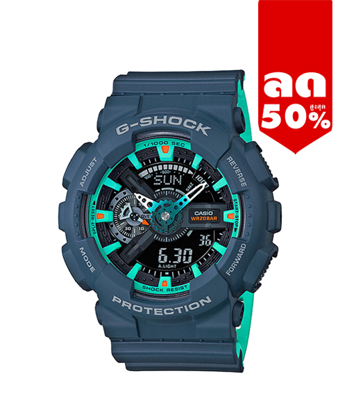 CASIO G-SHOCK นาฬิกาข้อมือ นาฬิกากันน้ำ นาฬิกาของแท้ ประกันศูนย์ CMG 1 ปี รุ่น GA-110CC-2A นาฬิกาสีเขียว