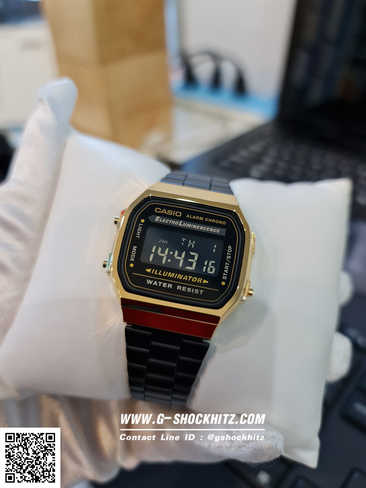 CASIO นาฬิกาคาสิโอ นาฬิกาข้อมือ นาฬิกากันน้ำ นาฬิกาของแท้ ประกันศูนย์ CMG 1 ปี รุ่น A168WEGB-1B นาฬิกาสีดำ