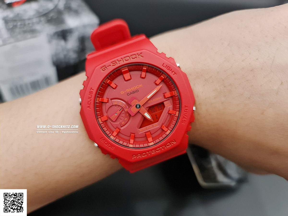 CASIO MID YEAR SALE G-SHOCK นาฬิกาข้อมือ นาฬิกากันน้ำ นาฬิกาของแท้ ประกันศูนย์ CMG 1 ปี รุ่น GA-2100-4A นาฬิกาสีแดง