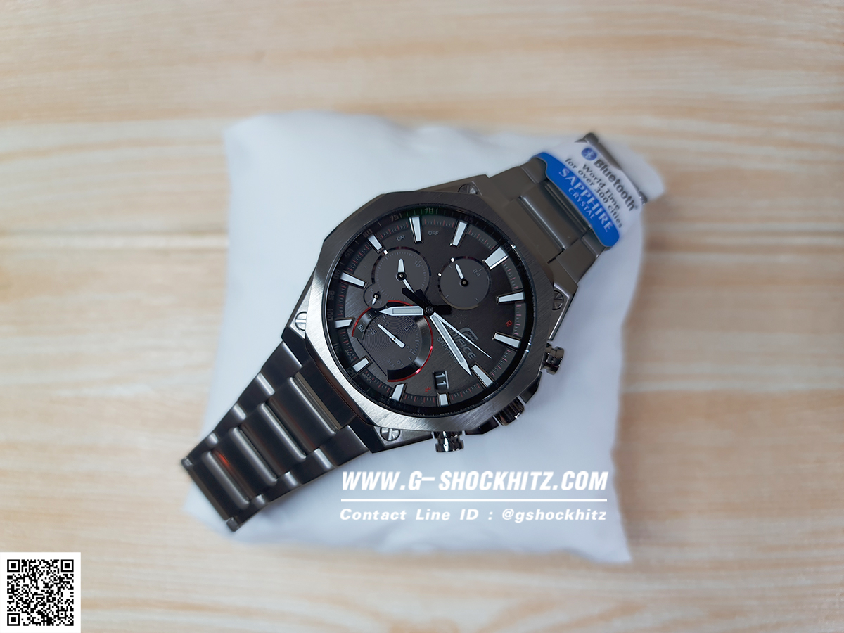 CASIO EDIFICE นาฬิกาข้อมือ นาฬิกากันน้ำ นาฬิกาของแท้ ประกันศูนย์ CMG 1 ปี รุ่น EQB-1100DC-1A นาฬิกาสีดำ