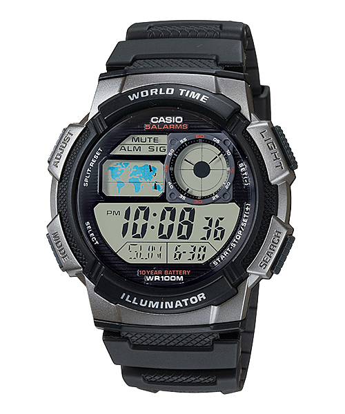 CASIO นาฬิกาคาสิโอ นาฬิกาข้อมือ นาฬิกากันน้ำ นาฬิกาของแท้ ประกันศูนย์ CMG 1 ปี รุ่น AE-1000W-1B นาฬิกาสีดำ