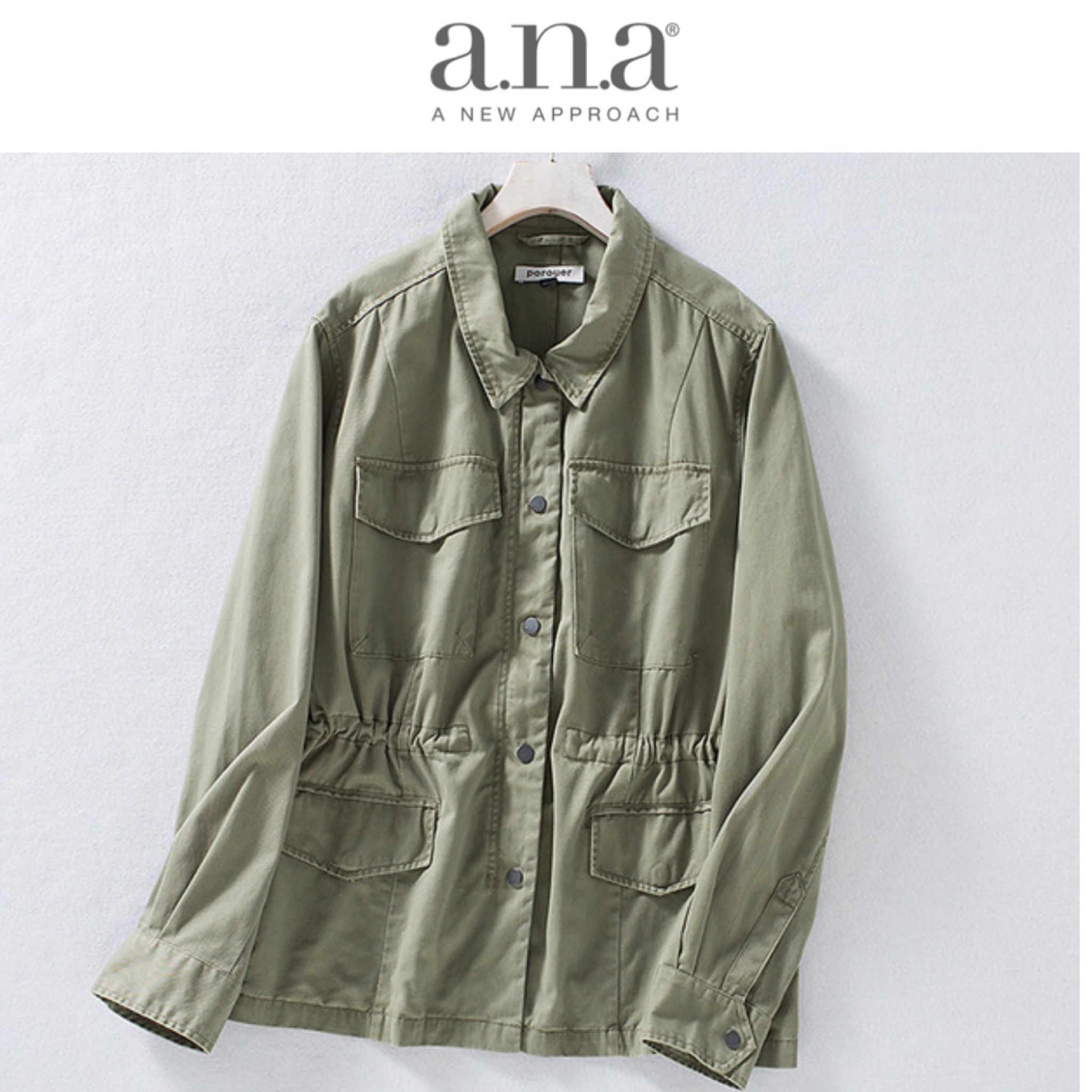 A.n.a (a new approach) เสื้อทหาร เสื้อฮู้ดเขียวทหาร เสื้อนอกแนวทหาร แบรนด์ A.n.a (a new approach) แพทเทินสวย เท่ห์มาก คะ Size S/M/L/XL สำเนา สำเนา สำเนา เขียว