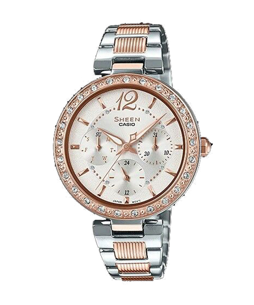CASIO SHEEN นาฬิกาข้อมือ นาฬิกากันน้ำ นาฬิกาของแท้ ประกันศูนย์ CMG 1 ปี รุ่น SHE-3065SPG-7A นาฬิกาสีเงิน