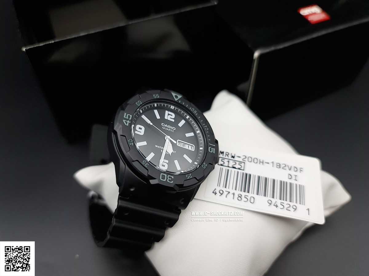 CASIO นาฬิกาคาสิโอ นาฬิกาข้อมือ นาฬิกากันน้ำ นาฬิกาของแท้ ประกันศูนย์ CMG 1 ปี รุ่น MRW-200H-1B2 นาฬิกาสีดำ
