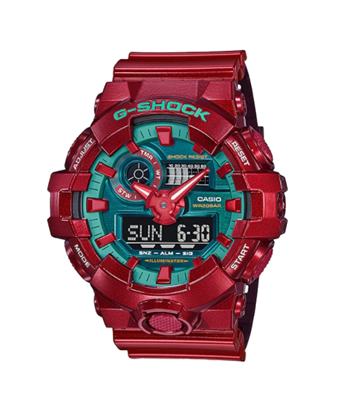 CASIO MID YEAR SALE G-SHOCK พร้อมส่ง นาฬิกาข้อมือ นาฬิกากันน้ำ นาฬิกาของแท้ ประกันศูนย์ CMG 1 ปี รุ่น GA-700DBR-4A นาฬิกาสีแดง