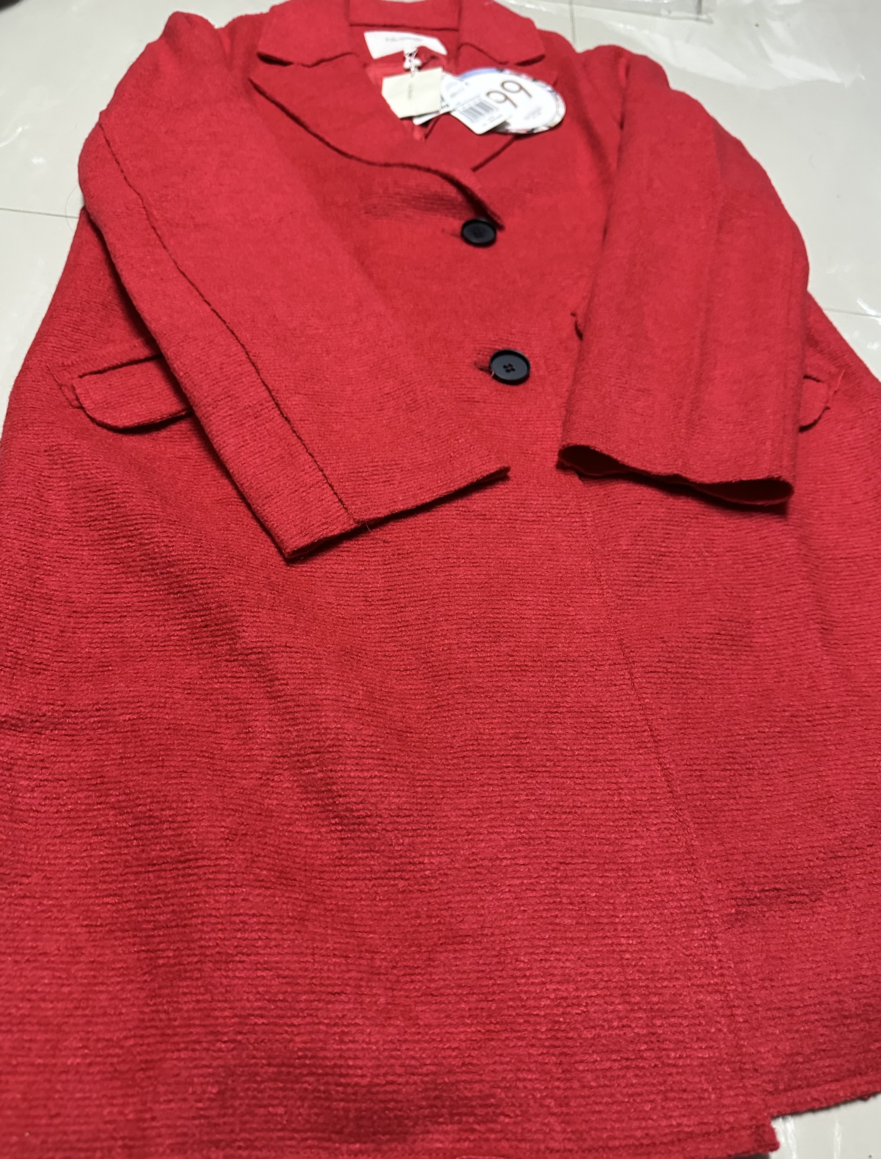 La babite เสื้อโค้ท เสื้อกันหนาว เนื้อผ้าสักหลาดวูล สีแดง แบรนด์ LA BABITE