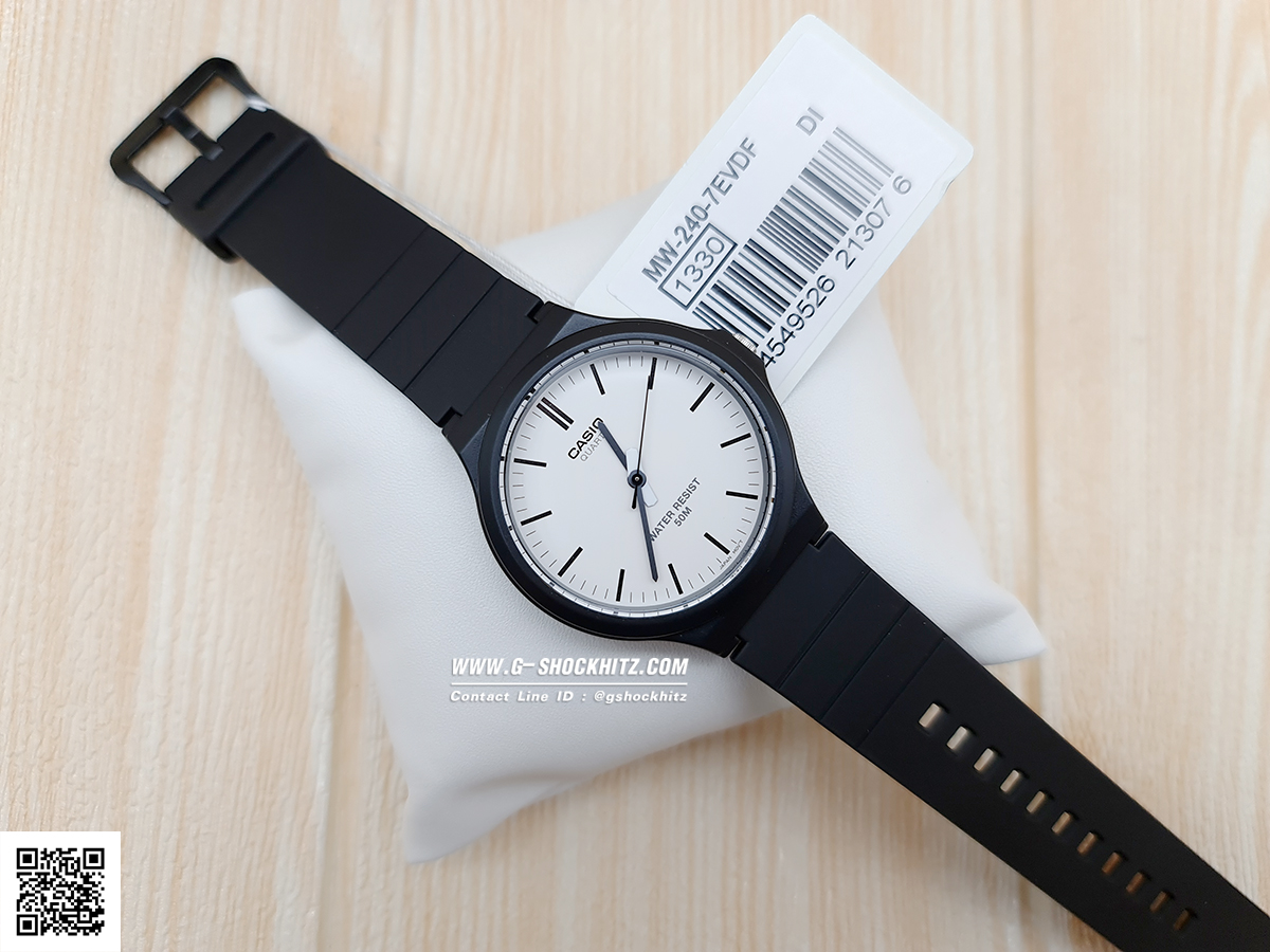 CASIO นาฬิกาคาสิโอ นาฬิกาข้อมือ นาฬิกากันน้ำ นาฬิกาของแท้ ประกันศูนย์ CMG 1 ปี รุ่น MW-240-7E นาฬิกาสีดำ