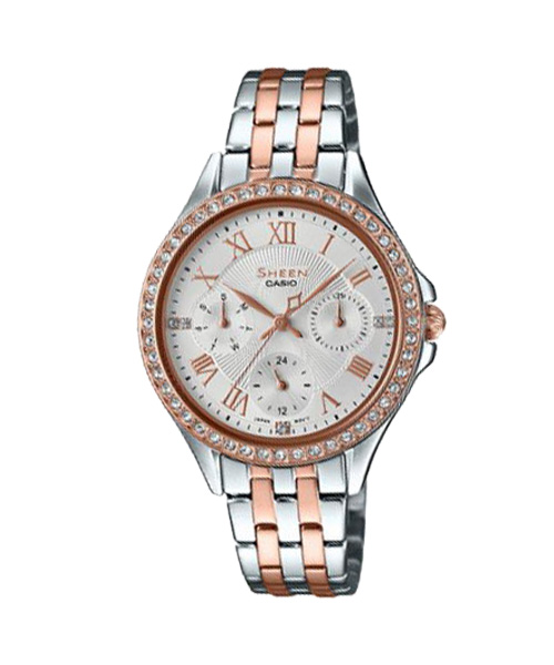 CASIO SHEEN นาฬิกาข้อมือ นาฬิกากันน้ำ นาฬิกาของแท้ ประกันศูนย์ CMG 1 ปี รุ่น SHE-3062SPG-7A นาฬิกาสีเงิน