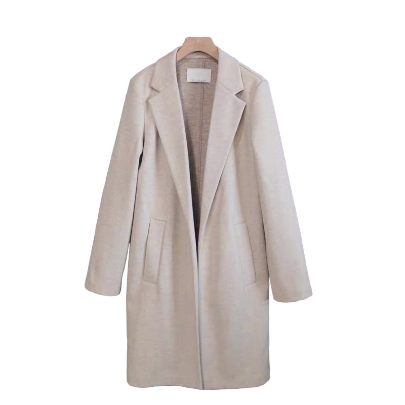 เสื้อโค้ท เสื้อโค้ทกันหนาว โค้ทวูล tailored knot coat สีเบจ แบรนด์ STRADIVARIUS สำเนา