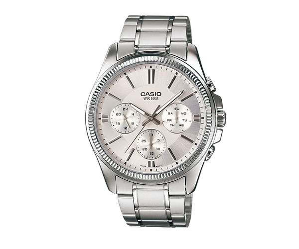 CASIO นาฬิกาคาสิโอ นาฬิกาข้อมือ นาฬิกากันน้ำ นาฬิกาของแท้ ประกันศูนย์ CMG 1 ปี รุ่น MTP-1375D-7A นาฬิกาสีเงิน