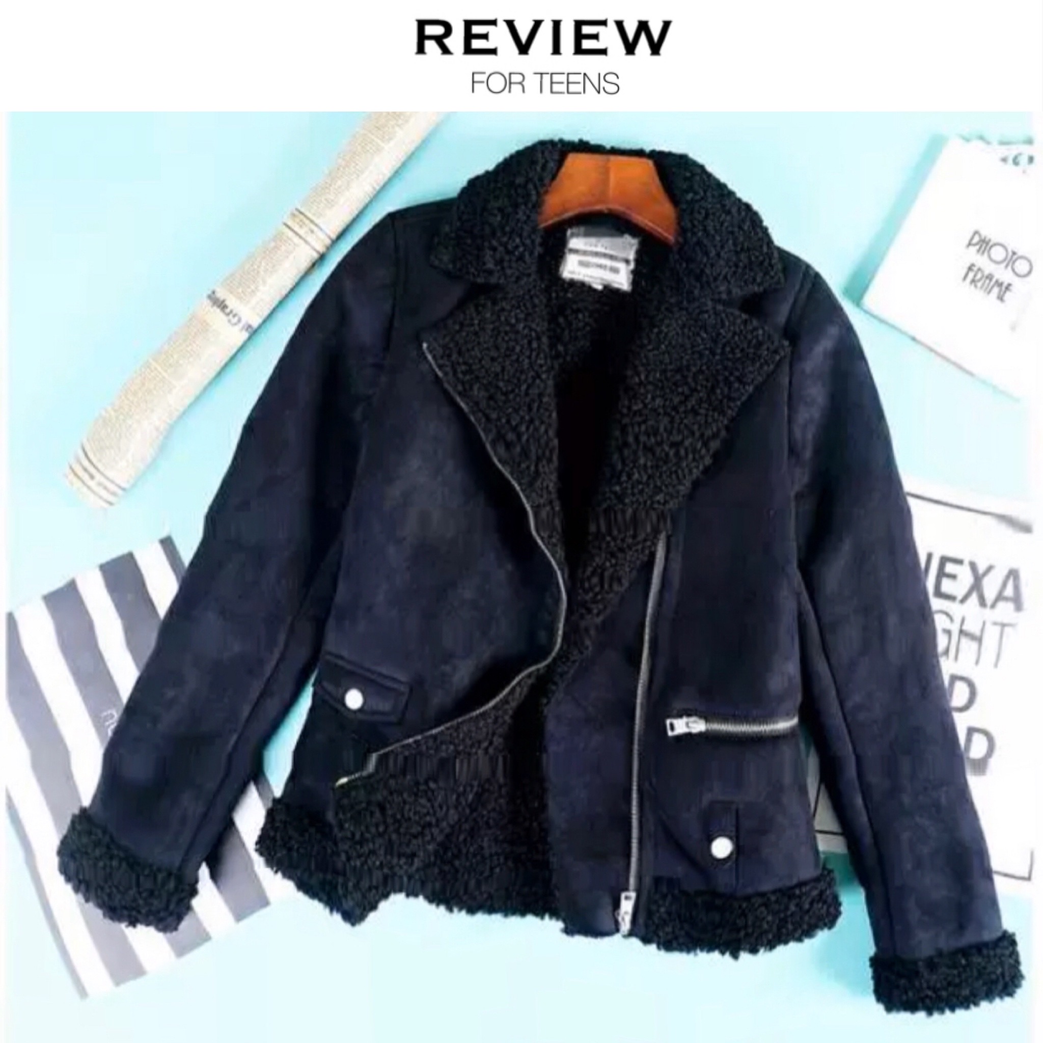 เสื้อโค้ท กันหนาว Pea coat หนังกลับ สีดำ REVIEW ดำ