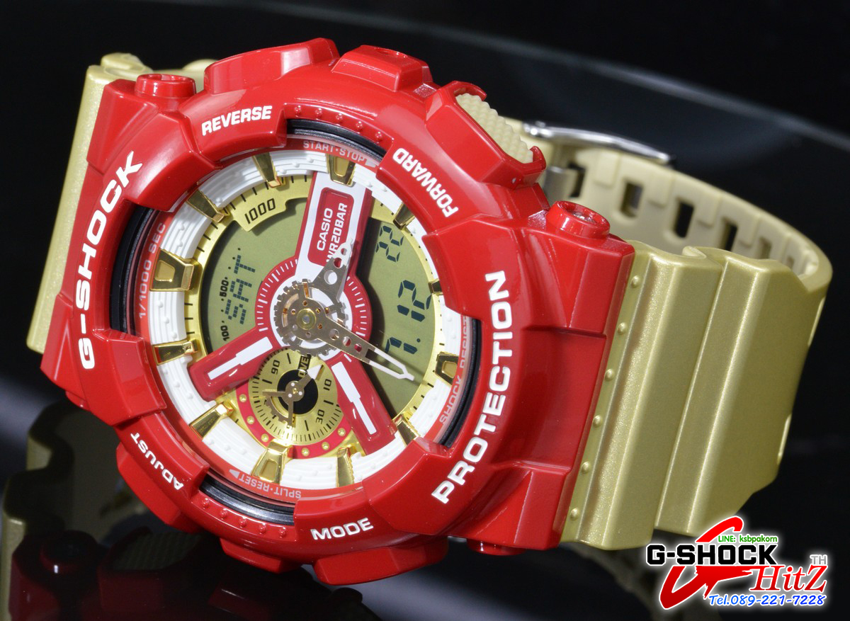 CASIO G-SHOCK นาฬิกาข้อมือ นาฬิกากันน้ำ นาฬิกาของแท้ ประกันศูนย์ CMG 1 ปี รุ่น GA-110CS-4A นาฬิกาสีแดง