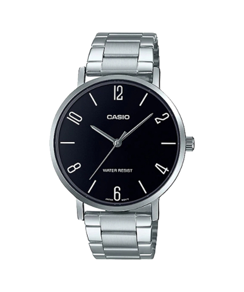 CASIO นาฬิกาคาสิโอ นาฬิกาข้อมือ นาฬิกากันน้ำ นาฬิกาของแท้ ประกันศูนย์ CMG 1 ปี รุ่น MTP-VT01D-1B2 นาฬิกาสีเงิน