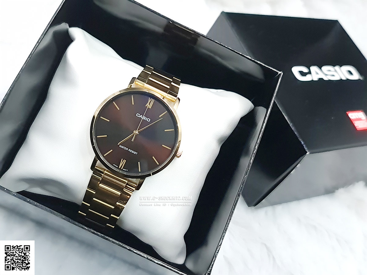 CASIO MID YEAR SALE นาฬิกาคาสิโอ พร้อมส่ง นาฬิกาข้อมือ นาฬิกากันน้ำ นาฬิกาของแท้ BTS ประกันศูนย์ CMG 1 ปี รุ่น MTP-VT01G-5B นาฬิกาสีทอง