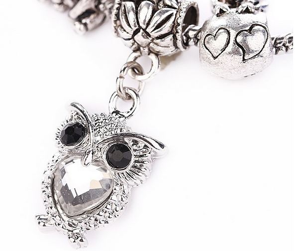 สร้อยข้อมือ Diy สไตล์ Pandora แต่ง ชาร์ม ตัวกวาง คริสมาสต์ ถุงเงิน มงคล ห้อยจี้ นกฮูก สีเงิน ผลฟักทอง สลับ Glass Bead สีสดใส ของขวัญพิเศษ 10392