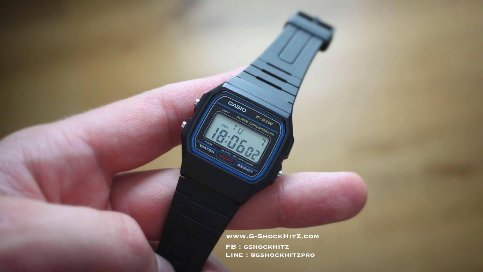 CASIO MID YEAR SALE นาฬิกาคาสิโอ พร้อมส่ง นาฬิกาข้อมือ นาฬิกากันน้ำ นาฬิกาของแท้ BTS ประกันศูนย์ CMG 1 ปี รุ่น F-91W-1 นาฬิกาสีดำ