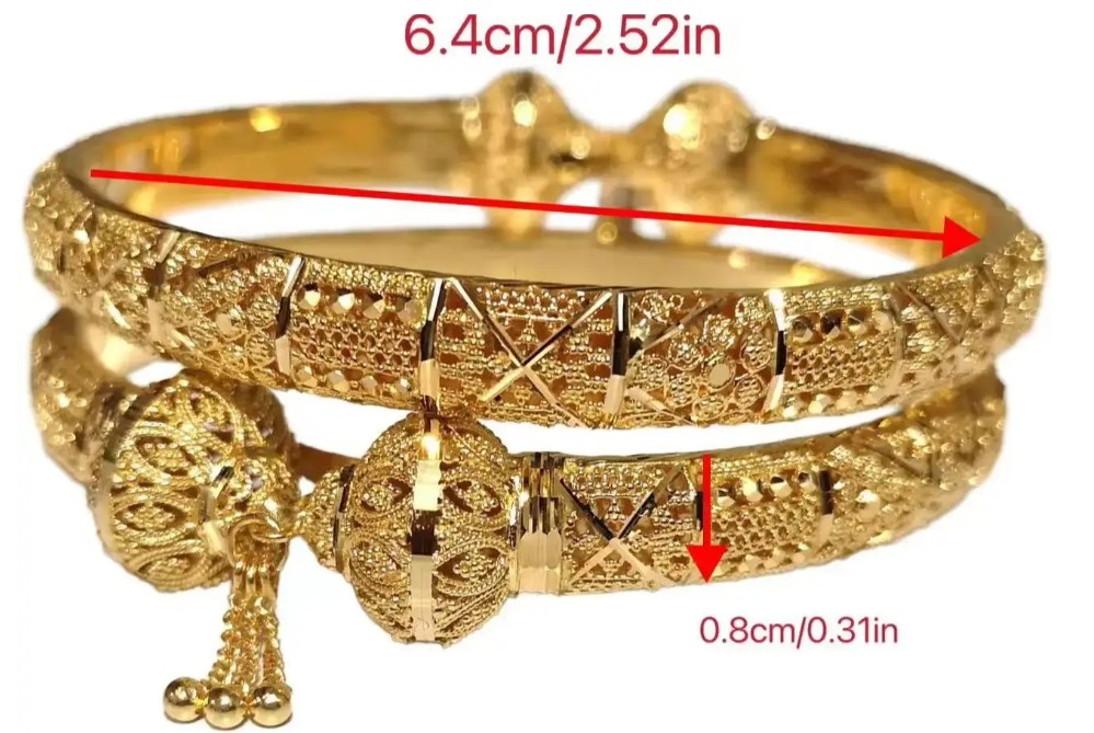 กำไลข้อมือทองคำ 24K สำหรับสุภาพสตรี หรูหราในสไตล์ตะวันออกกลาง กำไลทองเจ้าสาวในงานแต่งงาน 275073