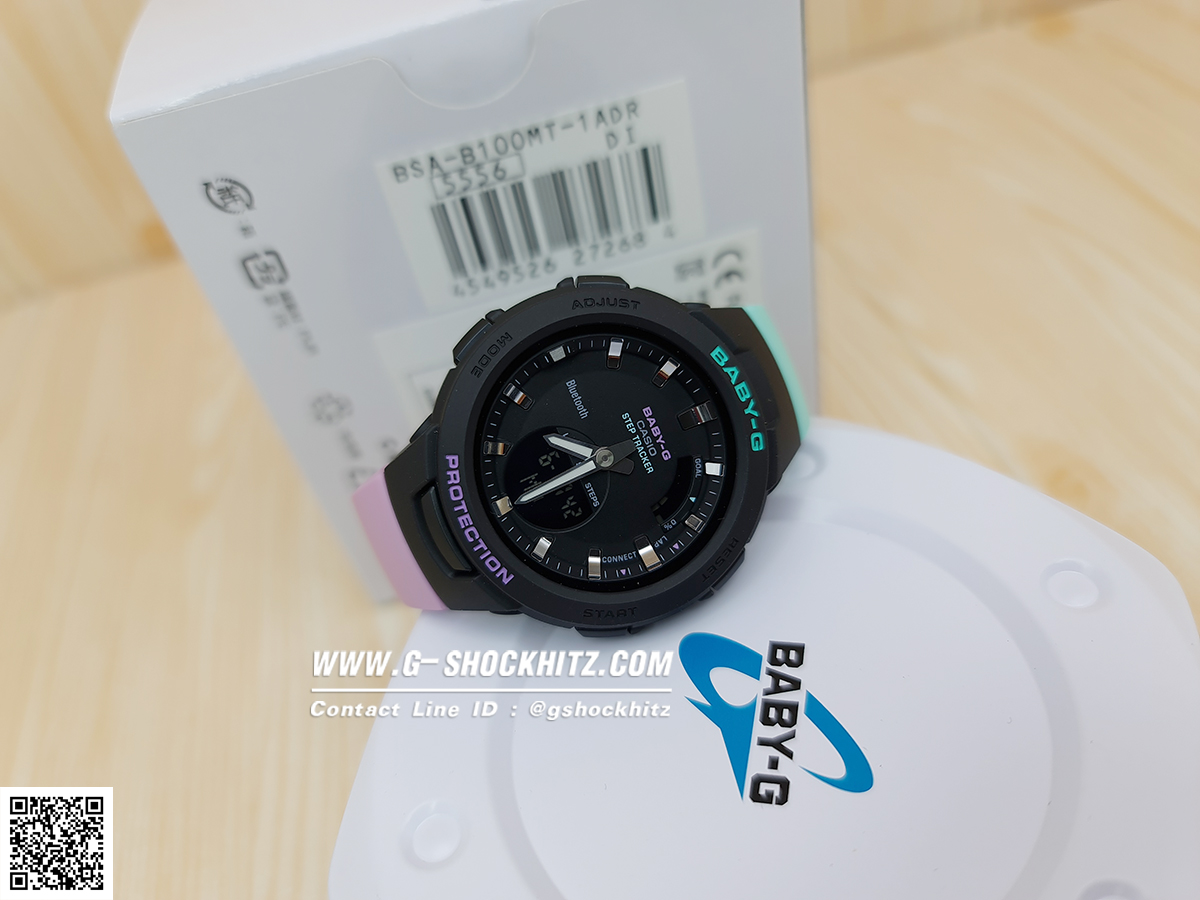 CASIO BABY-G นาฬิกาข้อมือ นาฬิกากันน้ำ นาฬิกาของแท้ ประกันศูนย์ CMG 1 ปี รุ่น BSA-B100MT-1A นาฬิกาสีดำ