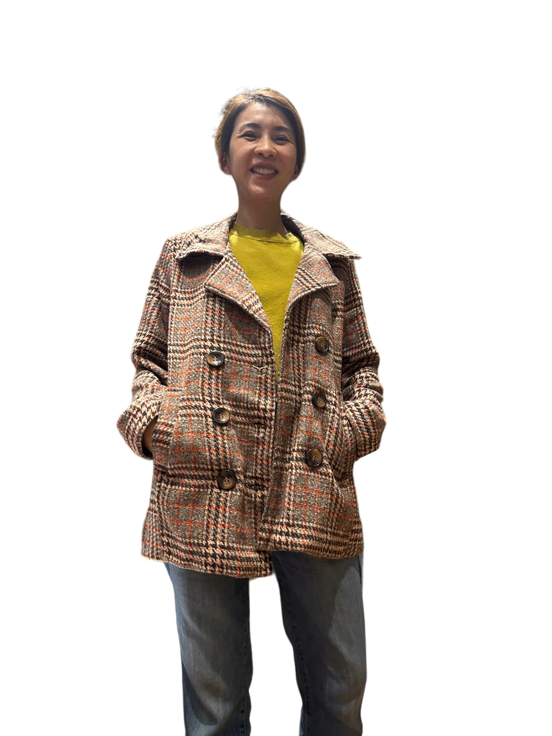 เสื้อโค้ท เสื้อกันหนาว Pea COAT เนื้อผ้าสักหลาดวูล checked coat แบรนด์ reserved สำเนา สำเนา สำเนา