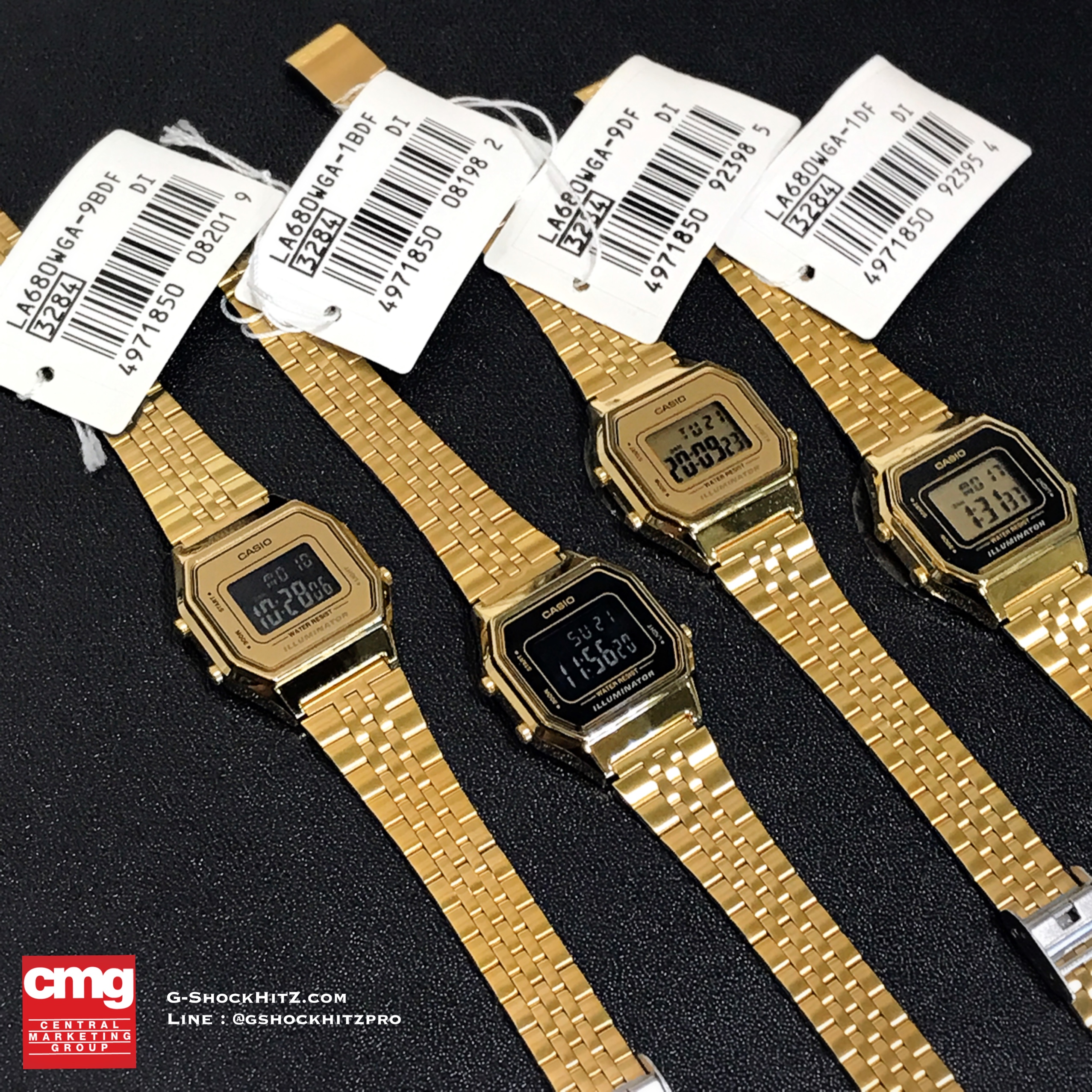 CASIO นาฬิกาคาสิโอ นาฬิกาข้อมือ นาฬิกากันน้ำ นาฬิกาของแท้ ประกันศูนย์ CMG 1 ปี รุ่น LA680WGA-9D นาฬิกาสีทอง