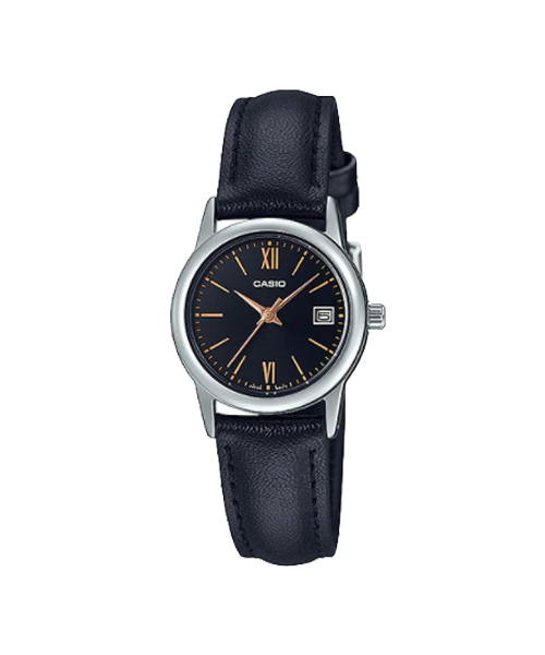CASIO นาฬิกาคาสิโอ นาฬิกาข้อมือ นาฬิกากันน้ำ นาฬิกาของแท้ ประกันศูนย์ CMG 1 ปี รุ่น LTP-V002L-1B3 นาฬิกาสีดำ