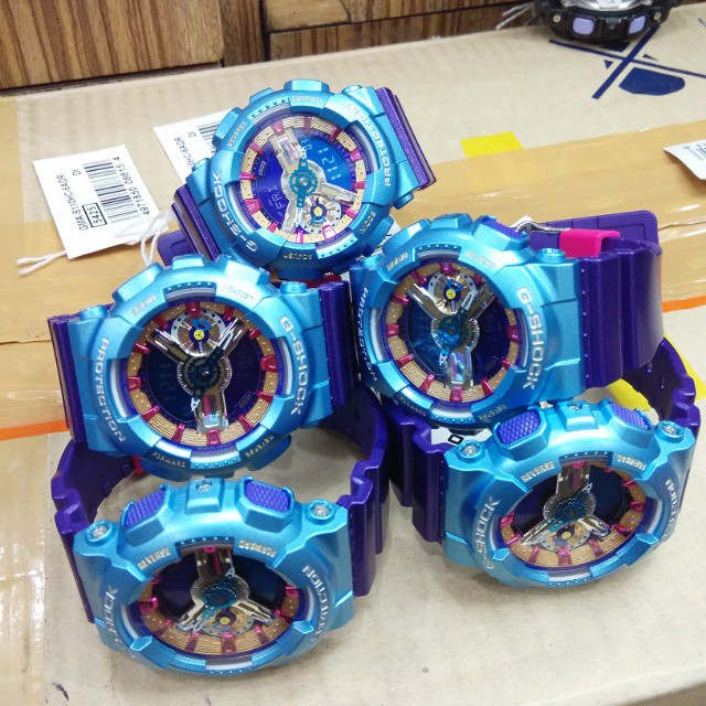 CASIO G-SHOCK นาฬิกาข้อมือ นาฬิกากันน้ำ นาฬิกาของแท้ ประกันศูนย์ CMG 1 ปี รุ่น GMA-S110HC-6 นาฬิกาสีฟ้า