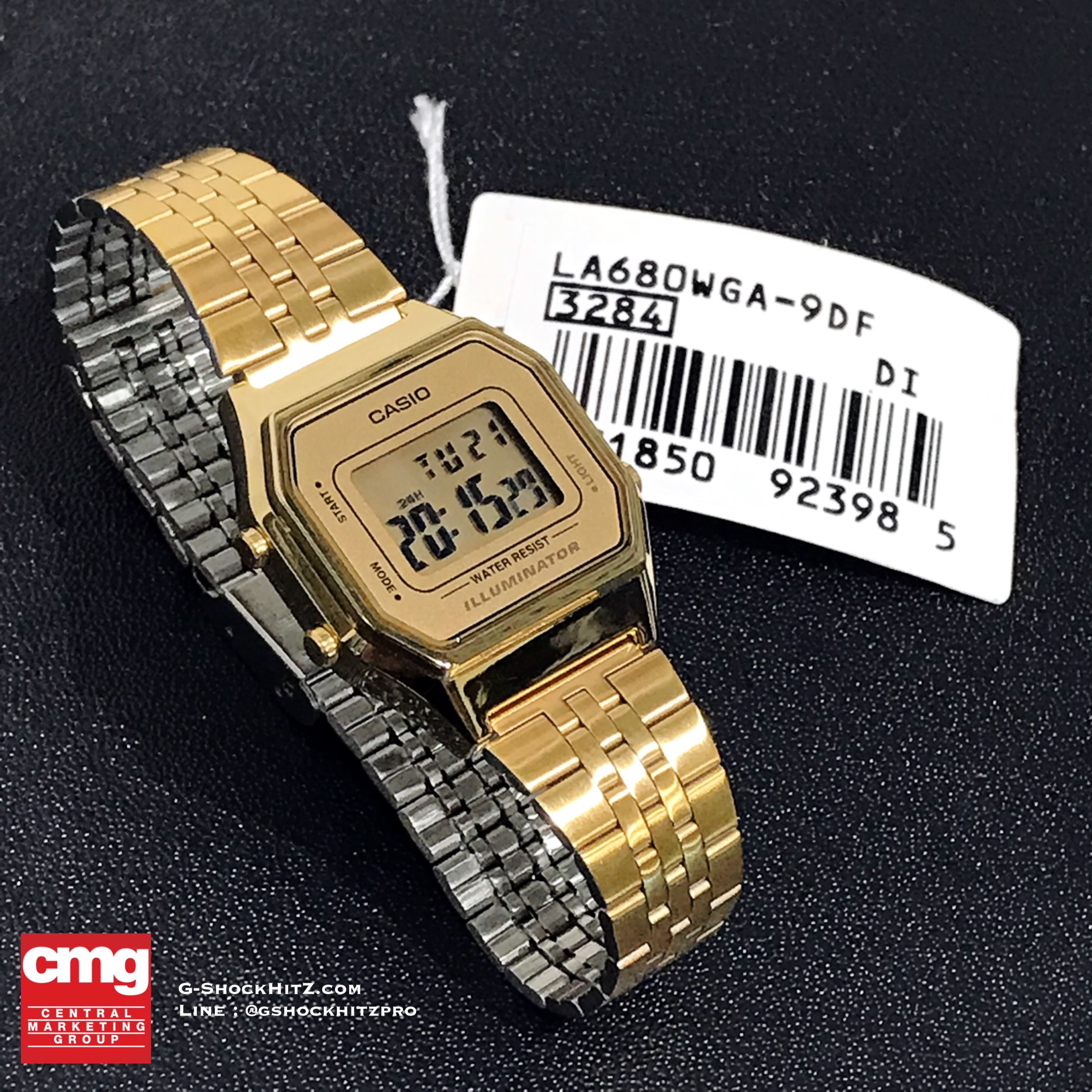 CASIO นาฬิกาคาสิโอ นาฬิกาข้อมือ นาฬิกากันน้ำ นาฬิกาของแท้ ประกันศูนย์ CMG 1 ปี รุ่น LA680WGA-9D นาฬิกาสีทอง