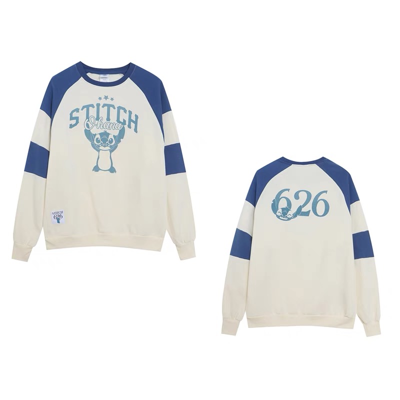 เสื้อฮู้ด stitch Disney เสื้อสเวตเตอร์ แขนยาว เสื้อเบสบอล ลายการ์ตูน STITCH งานสวย เทา