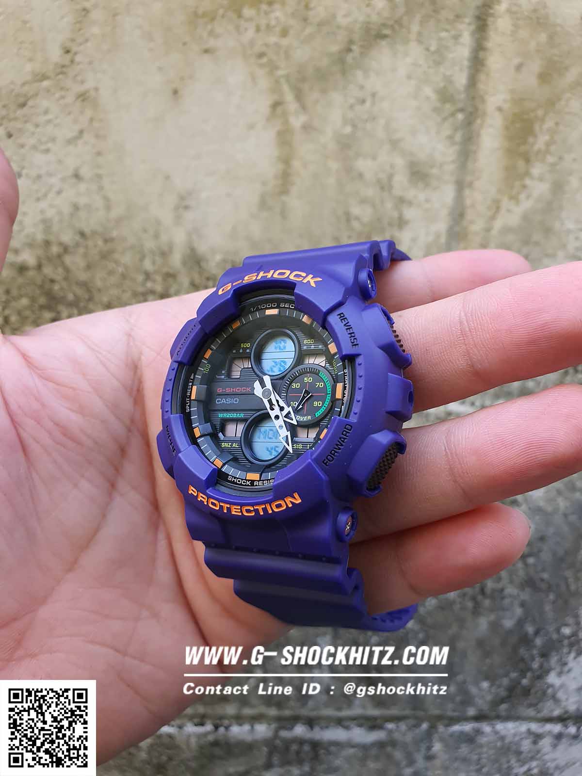 CASIO G-SHOCK นาฬิกาข้อมือ นาฬิกากันน้ำ นาฬิกาของแท้ ประกันศูนย์ CMG 1 ปี รุ่น GA-140-6A นาฬิกาสีม่วง