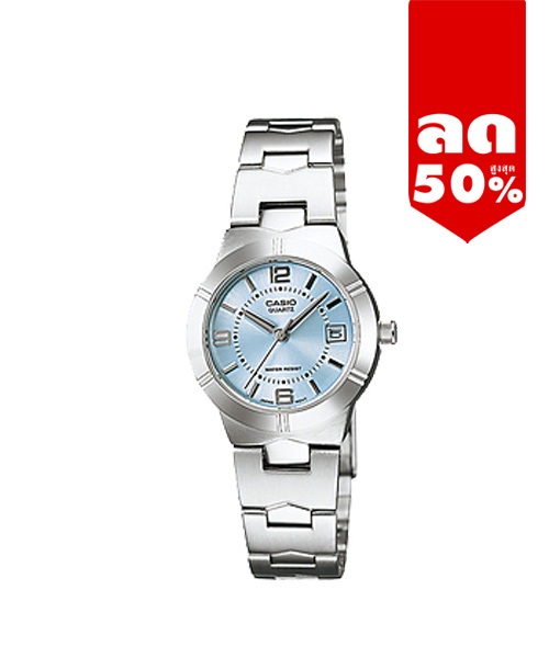 CASIO นาฬิกาคาสิโอ นาฬิกาข้อมือ นาฬิกากันน้ำ นาฬิกาของแท้ ประกันศูนย์ CMG 1 ปี รุ่น LTP-1241D-2A นาฬิกาสีเงิน