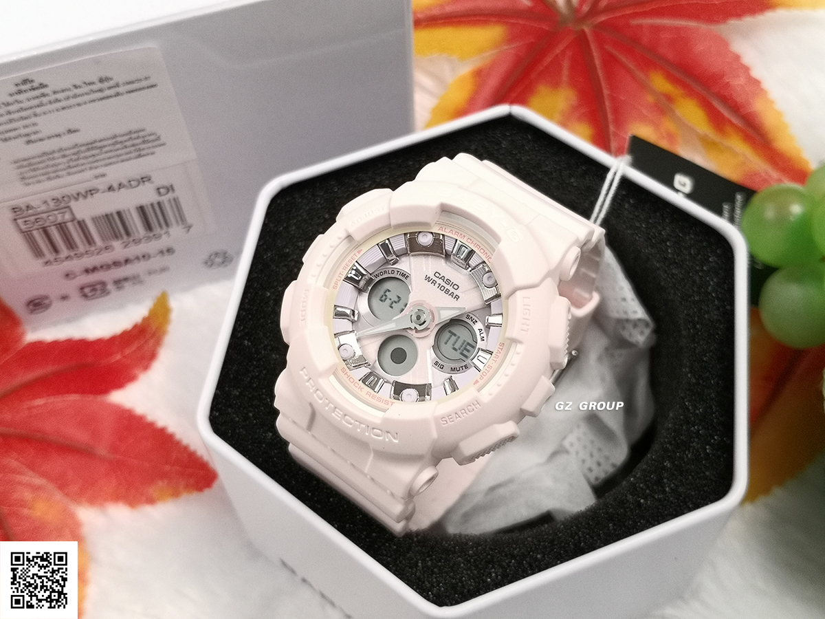 CASIO BABY-G นาฬิกาข้อมือ นาฬิกากันน้ำ นาฬิกาของแท้ ประกันศูนย์ CMG 1 ปี รุ่น BA-130WP-4A นาฬิกาสีชมพู