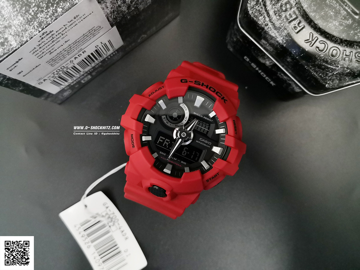 CASIO MID YEAR SALE G-SHOCK นาฬิกาข้อมือ นาฬิกากันน้ำ นาฬิกาของแท้ ประกันศูนย์ CMG 1 ปี รุ่น GA-700-4A นาฬิกาสีแดง