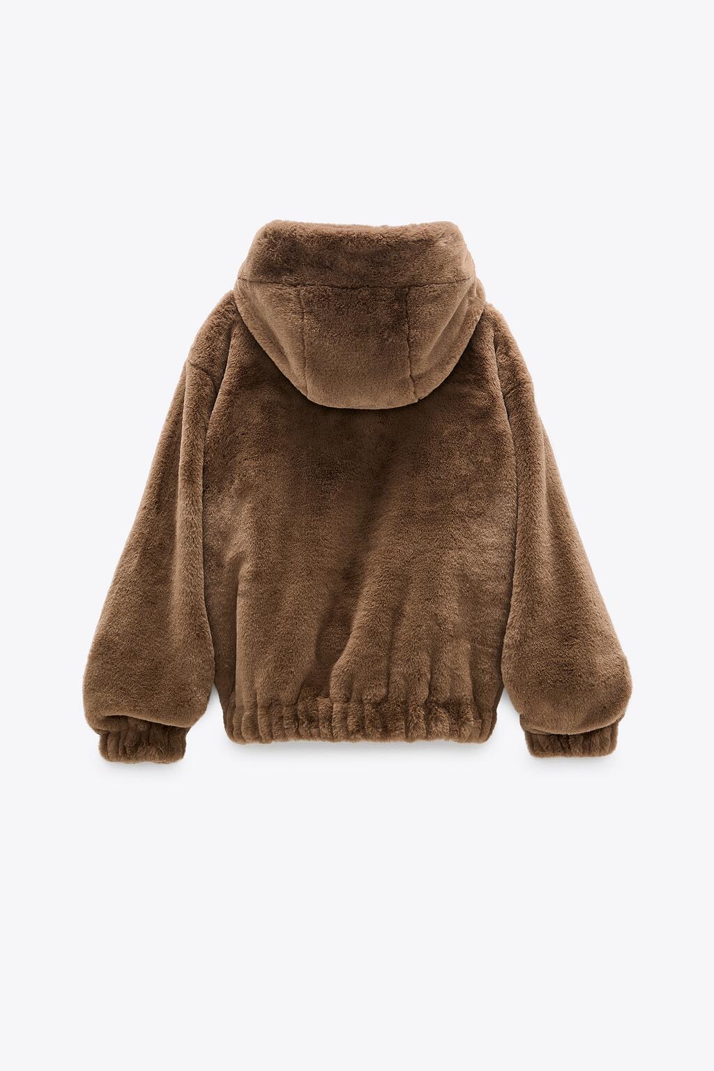 Page one เสื้อเฟอร์กันหนาว หมวกฮู้ด เสื้อขน Fluffy coat แบรนด์ page One ดำ
