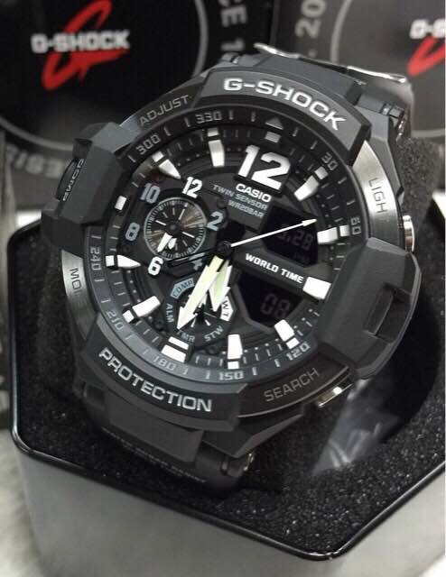 CASIO G-SHOCK นาฬิกาข้อมือ นาฬิกากันน้ำ นาฬิกาของแท้ ประกันศูนย์ CMG 1 ปี รุ่น GA-1100-1A นาฬิกาสีดำ