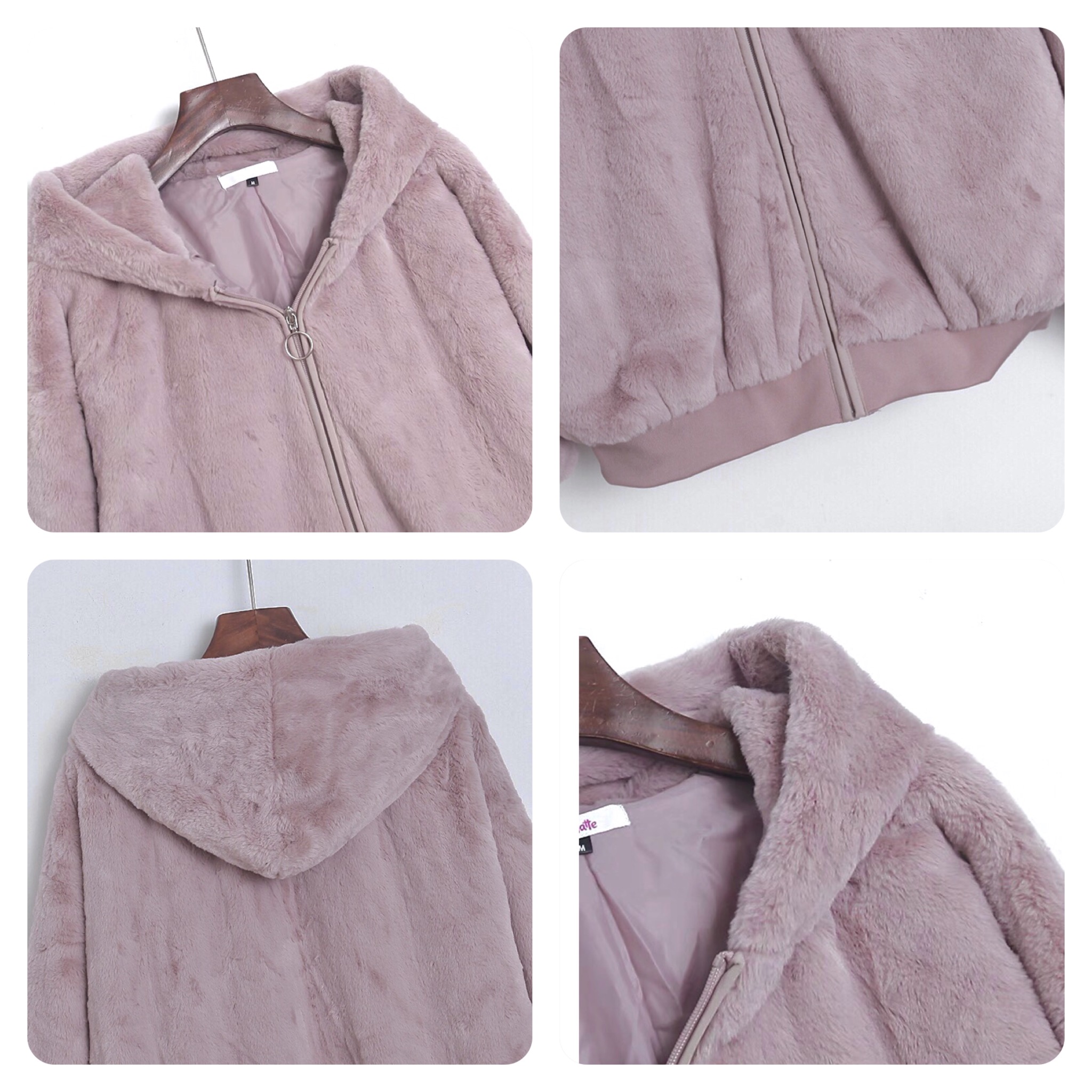 Pink latte เสื้อเฟอร์กันหนาว หมวกฮู้ด เสื้อขน (FLUFFY COAT ) แบรนด์ Pink latte