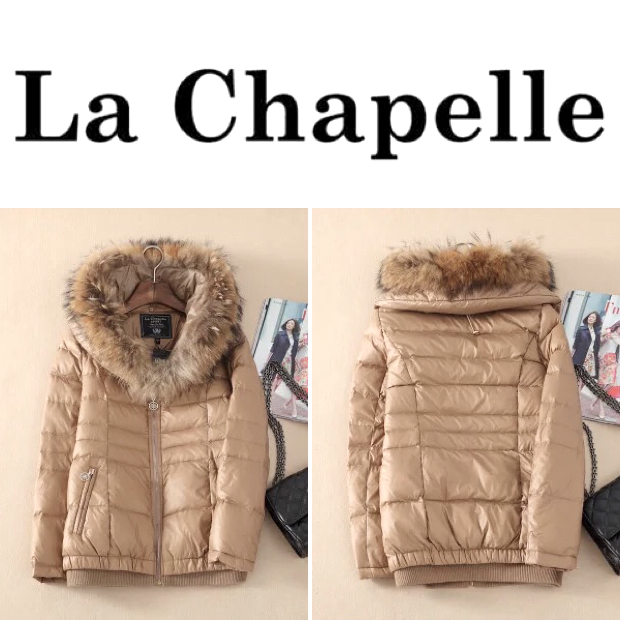 เสื้อกันหนาว ขนเป็ด แต่งเฟอร์ แบรนด์เนม LA CHAPELLE สีนูทสวยหรู. หนาอุ่นมากคะ (ขนเฟอร์ถอดได้คะ) Size S/M/L