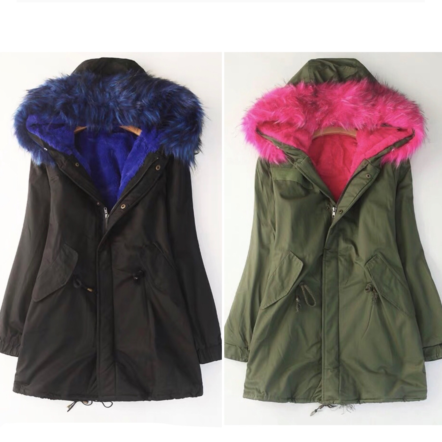 เสื้อโค้ทฮู้ดกันหนาว เสื้อปาร์กา parka แต่งเฟอร์ ดำ