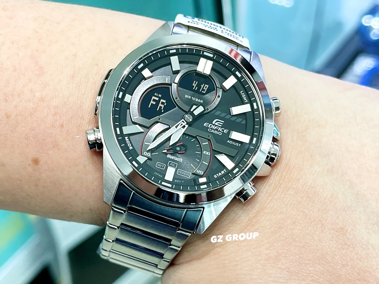 CASIO EDIFICE นาฬิกาข้อมือ นาฬิกากันน้ำ นาฬิกาของแท้ ประกันศูนย์ CMG 1 ปี รุ่น ECB-30D-1A นาฬิกาสีเงิน