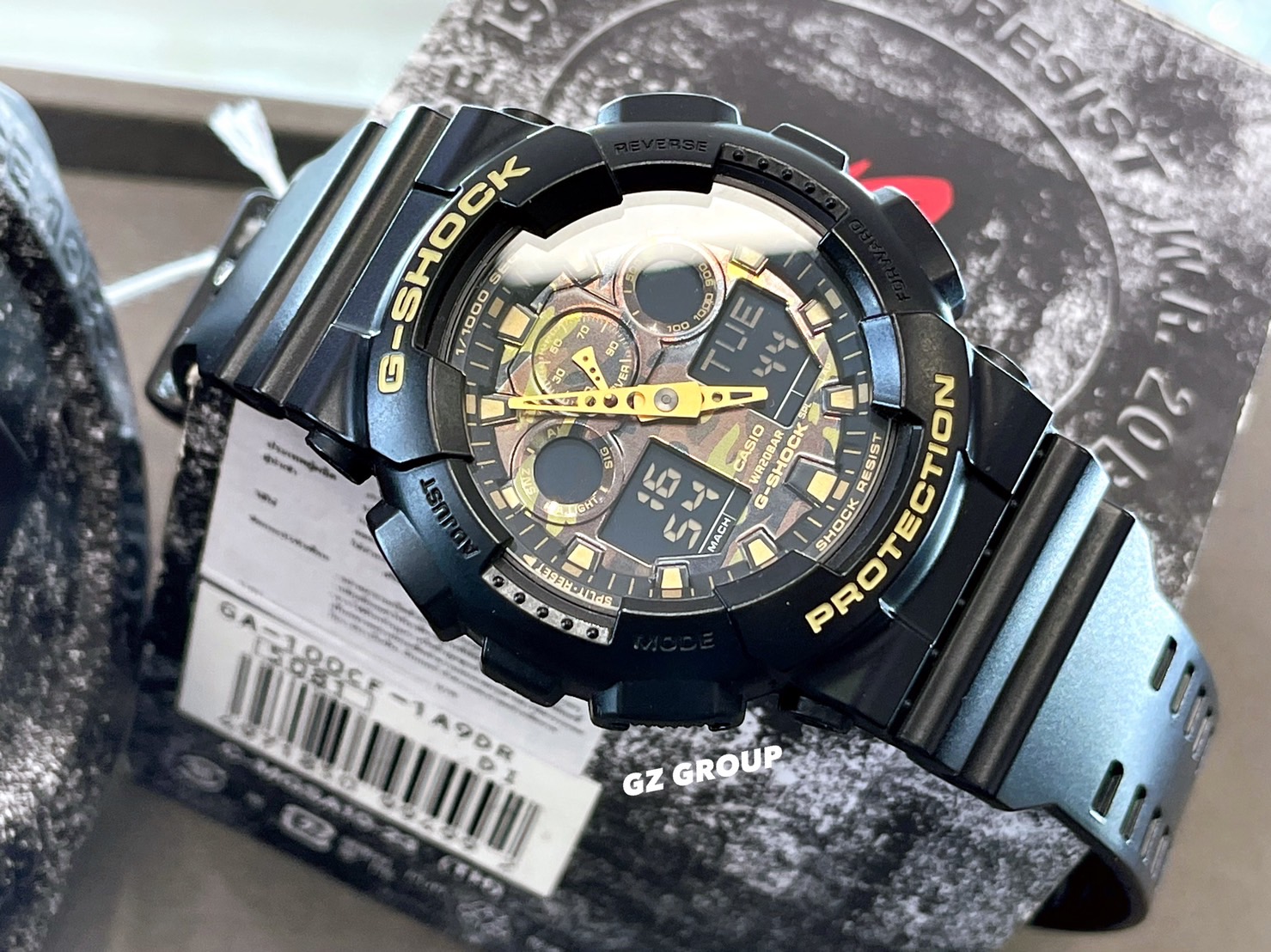 CASIO G-SHOCK นาฬิกาข้อมือ นาฬิกากันน้ำ นาฬิกาของแท้ ประกันศูนย์ CMG 1 ปี รุ่น GA-100CF-1A9 นาฬิกาสีดำ