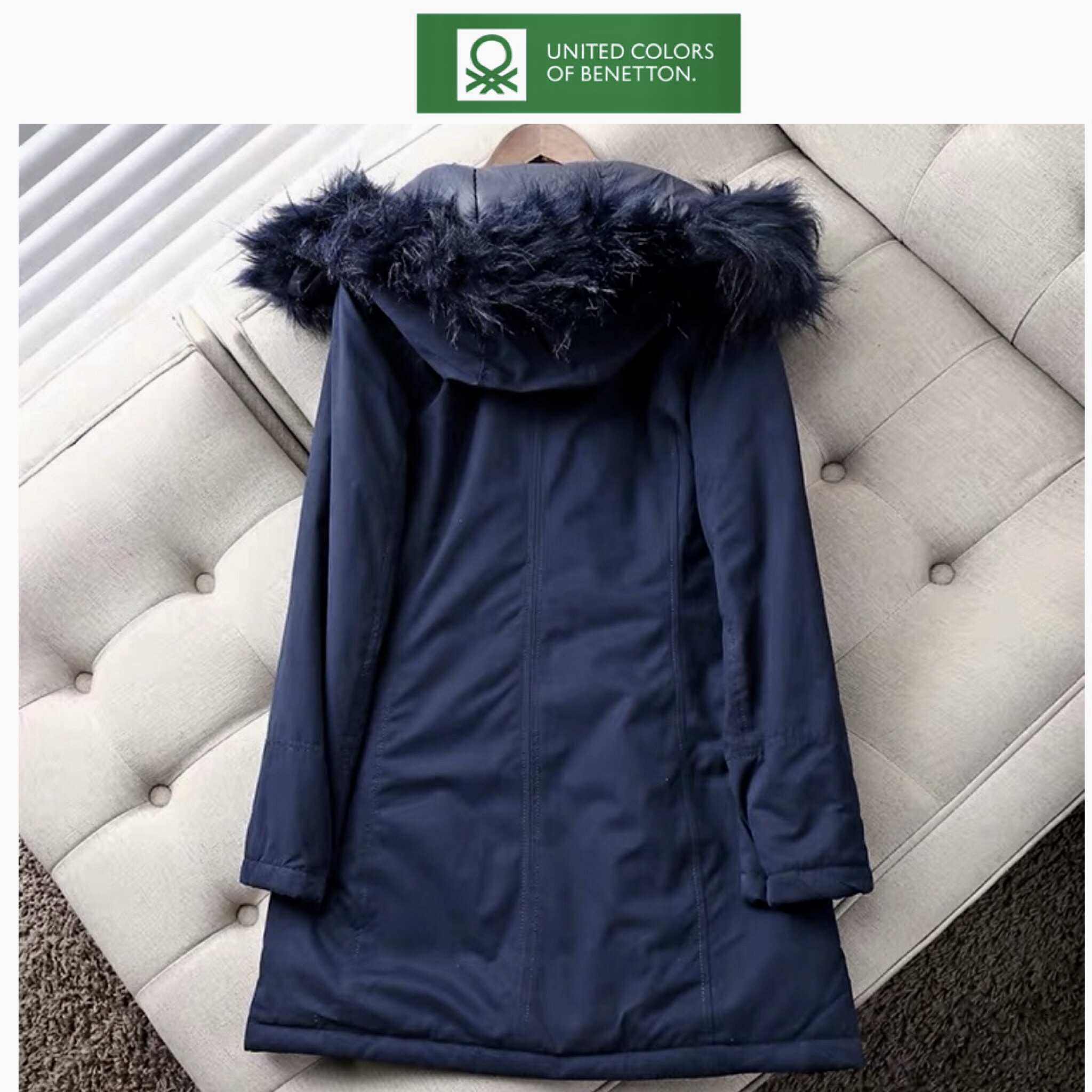 Benetton เสื้อฮูท เสื้อโค้ทฮูท กันหนาว สีกรม แต่งเฟอร์ แบรนด์ Benetton (ขนเฟอร์ถอดได้คะ) สำเนา สำเนา สำเนา สำเนา น้ำเงินกรม