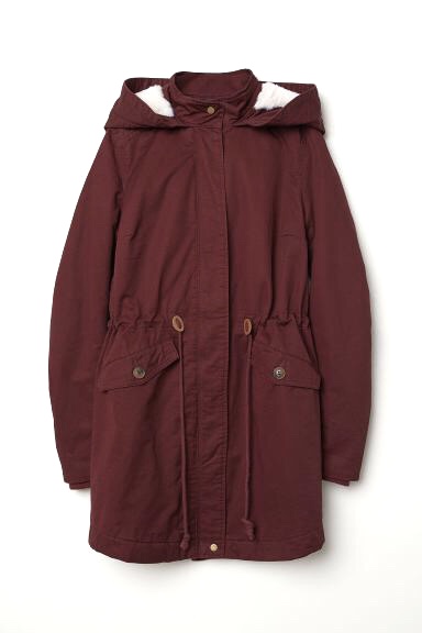 H&M เสื้อโค้ทฮู้ดกันหนาว เสื้อปาร์กา parka สีเขียว แบรนด์ H&M size S/M/L เขียว